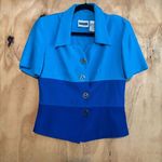 Vintage 80s Prophesy Sag Harbor Short Sleeve Blue Suit Short Sleeve Blazer Sz 8 Photo 0