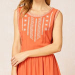 DO+BE  Boho Embroidered Coral Sleeveless Mini Dress‎ Size M NWT Photo 0
