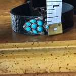 Natural Sleeping Beauty Turquoise Leather Arrow Bracelet Black Photo 4