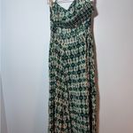 Free people green and cream maxi halter top dress size US 8 Photo 4