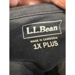 LL Bean Womens Black 1X Plus 3/4 Sleeve V Neck Cotton Split Neck Tunic Top Photo 4