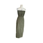 Womens Olive Green Drawstring Tube Dress Size S Cargo Pockets Back Slit Grunge Photo 9