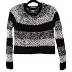 Eyeshadow Black and White Striped Eyelash Popcorn Crewneck Crop Sweater Size S Photo 0