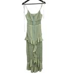 For Love & Lemons  Lovebird Lace Midi Dress Light Green Size S Ruffles New Photo 1