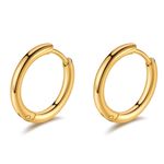 18K Gold 14mm Huggie Hoop Earrings – Stainless Steel, Hypoallergenic Photo 2