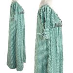 Free People  Bohemian Embroidered Gingham Seersucker Cass Maxi Dress Green Medium Photo 8