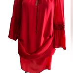 The Kooples Red Silk Drawstring Neck Keyhole Dress Originally $470.00 Photo 4