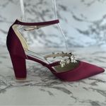 NWT GGBLCS Heels Satin Rhinestone 10.5 Block Heel Pumps Pointed Toe Burgundy Red Photo 9