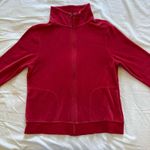 Hanes Hot pink velour velvet zip up mock neck sweatshirt L barbiecore Photo 6