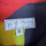 Betty Jackson England Shirt Womens 10 Long Sleeve Button Up Abstract Artsy Wool Red Photo 8
