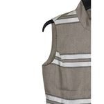 Worth Women Top Zip Up Belted Waist Vest Striped Linen Blend Workwear Tan Size 2 Photo 2
