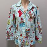 Nick & Nora  Sock Monkey Christmas Pajama Top Holiday Elf Tree Stocking Present Photo 0