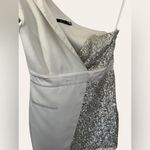 Elle Zeitoune Alexa Silver Sequined Long Sleeve Asymmetrical Mini Dress Size M Size M Photo 8