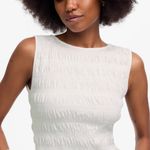 Madewell  Smocked Boatneck Tank in White, Size Small Photo 2