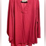 EVRI Maroon Long Sleeve Floral Pattern Blouse Sz 1X Red Photo 0