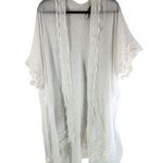 Twig & Arrow Poncho Swim Cover Thin Knit Fringe Crochet White OS Size undefined Photo 0