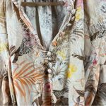 Boston Proper  Sz M Ipanema Orchids Print Linen Blend Tunic Top Tropical Photo 2