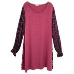 Umgee Berry Floral Flowy Linen Blend Dress Photo 0