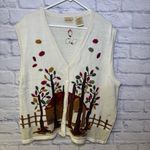 Vtg Bobbie Brooks Sweater Vest Women Embroidered Fall Leaves 22 Photo 13