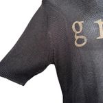 Andthewhy LA Black Lightweight Mesh Knit Grace Graphic Top S/S NWT M/L Photo 4