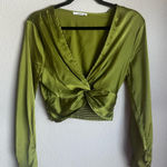 Le lis  Olive Green Twist Front Blouse Photo 0