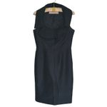 Lela Rose Ruffle Neck Silk Cocktail Dress Medium Quiet Luxury Retro LBD Event Black Photo 2