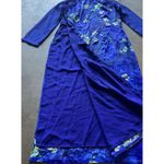 Vintage Cheongsam Long Blue Floral Stone Dress Women’s Sz S Blue Flower Pattern Photo 10