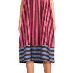 Buru Tie Shoulder Strap Stripe Print Square Neck Sleeveless Midi Dress Size L/XL Size L Photo 7