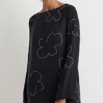 Madewell Shift Mini Dress Long Sleeve True Black Cupro Minimalist Light XS NWT Photo 1