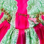 Lilly Pulitzer  Riviera Pink & Green Silk Gold Chain Halter Top Size Medium Photo 5