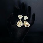 Vintage Bridal Pearl And Rhinestone Earrings Gold Photo 1