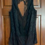 Victoria's Secret  Black Scallop V Neck Back Tie  Lingerie Romper Teddy Large Photo 1