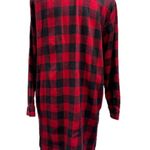 Vintage Yikes Black & Red Buffalo Plaid Flannel Shirt Dress Women’s Size Medium Photo 5