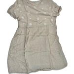 Beige Linen Embroidered Dress Gray Size M Photo 0