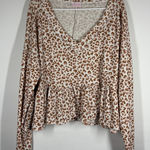 Pink Lily  Leopard Waffle Knit Top Size Medium Photo 0