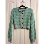 Wild Fable Houndstooth Knit Crop Cardigan Tank Set Teal Mint Women M Photo 4