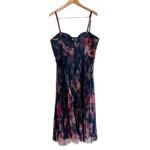 Lulus Alluring Invite Midnight Blue Floral Pleated Bustier Sleeveless Midi Dress Photo 5