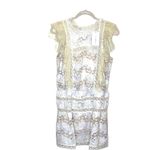 Foxiedox  mini lace dress Cream Ivory White M Sleeveless Lightweight Retro Photo 3