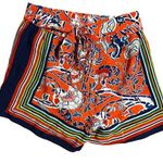 Ett:Twa Anthropologie Paisly Print Shorts Size Small Tie Front Orange Viscose Photo 0