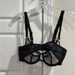 Jezebel  Black Lace Bra with Pink Bow 32D Read Description Photo 4