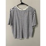 Faherty  Women's 100% Lined Stripped Navy/White Shirt Size Large Photo 2