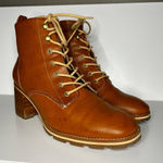 Kork-Ease Korks by  Chelsea Cognac Ankle Lace Up Stacked Heel Boots Photo 0