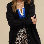 Aerie Black Button Front Cardigan Sweatshirt Casual Comfort Minimalist Soft Girl Photo 0