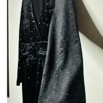NISSA Black Velvet Crystal Embellished Sparkle Waist Strap Mini Dress Size US 10 Photo 9