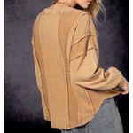 easel  NWT  "Comfort Country" Cotton Terry Knit Mineral Wash Top Raw Seams sz M Photo 1