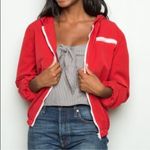 Brandy Melville  John Galt Cotton Red Zip Up Jacket Hooded Windbreaker Photo 1