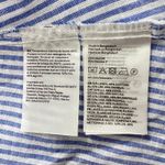 H&M  Linen Blend Stripe Midi Dress 2XL Blue White Puff Sleeve Tie Front Sundress Photo 4