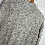 Loft Gray Cable Knit Mock Neck Sweater Dress Women M Winter Cozy Tunic Photo 7