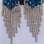 nOir luxury dangle flower crystal tassel long earrings- New Photo 2