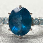 CID Clyde Duneier 10K White Gold Oval Blue London Topaz Ring Aquamarine Size 7 Photo 0